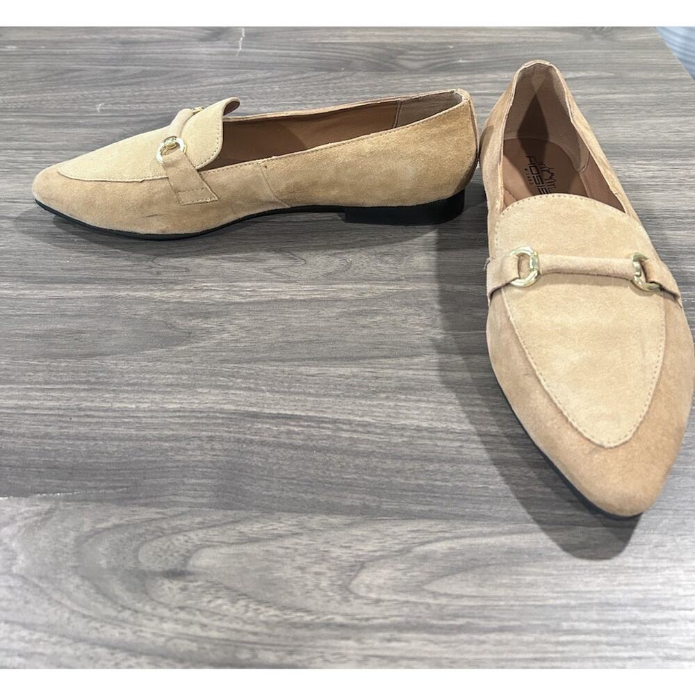 Hosis Milano Horsebit Italian Suede Leather Loafers Tan Slip On Size 40/W 9.5
